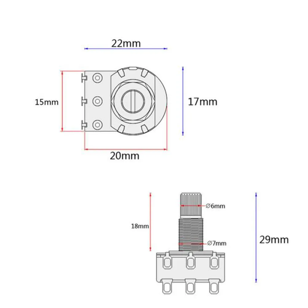 Mn50k Ohm Split Shaft Coarse Knurled Guitar Potentiometer for Volume Tone Control Guitar Amp Audio Potentiometers Solder