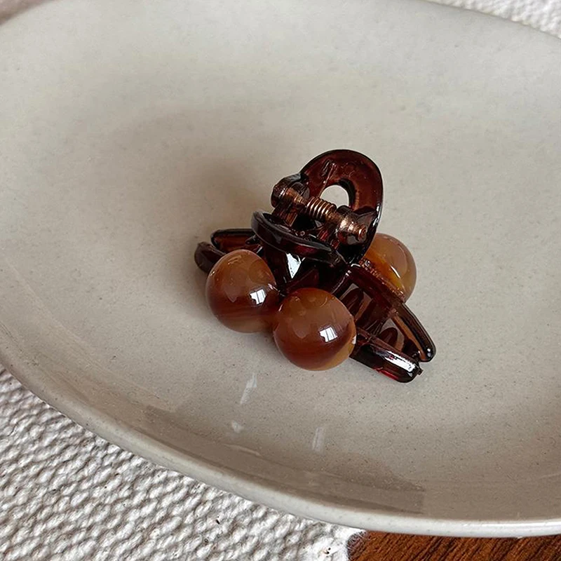

Simple Acrylic Mini Hair Clip For Women Hairpin Coffee Colored Round Hair Claw Clip Hair Accessories Cute Girls Headwear