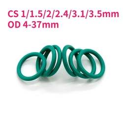 Thickness CS 1/1.5/2/2.4/3.1/3.5mm Green FKM Fluorine Rubber O Ring Gasket OD 4-37mm Round Seal Washer Oil and Acid Resistant