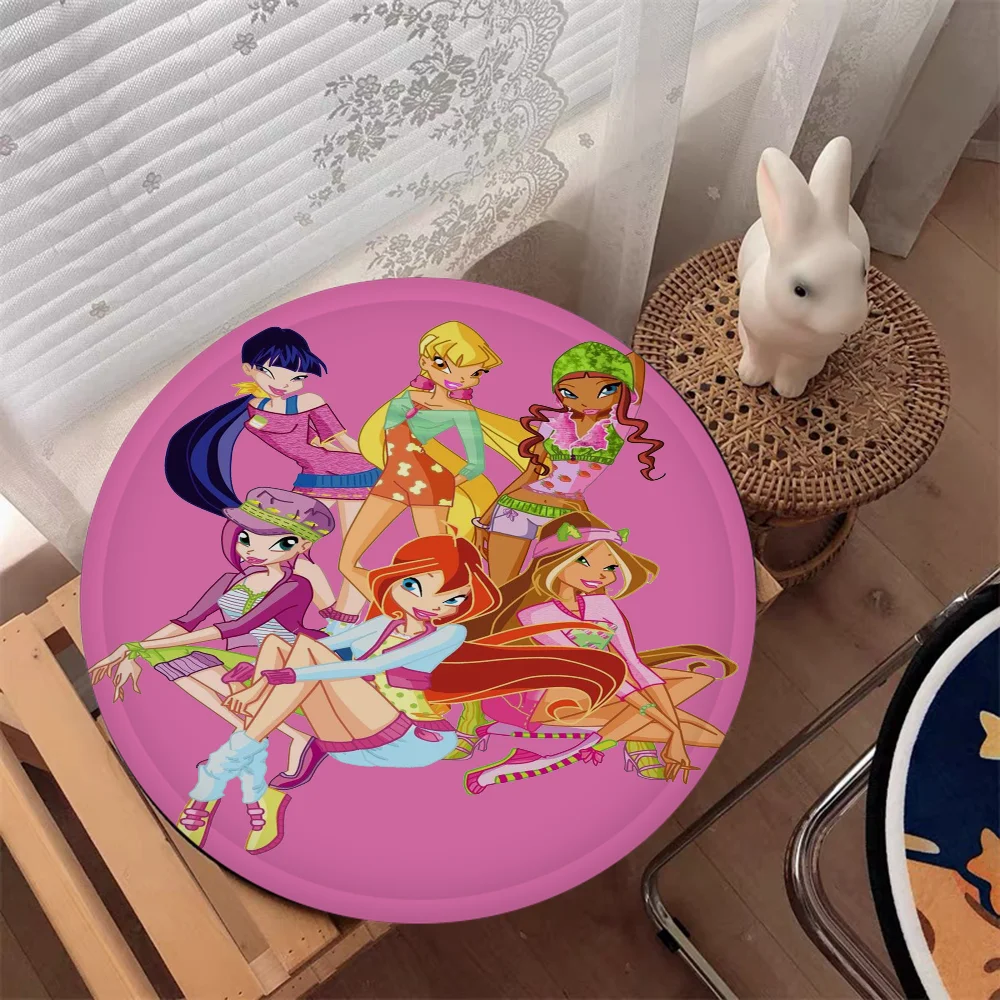 GirlS Cartoon W-Winx Nordic Printing Dining Chair Cushion Circular Decoration Seat For Office Desk Cushion Pads