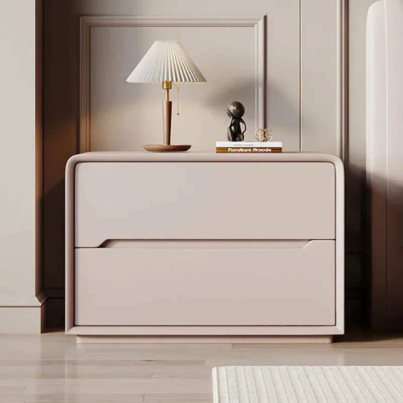 Simple Solid Wood Nightstands Luxury Minimalist Aesthetic European Bedside Table Design Pretty Nachttisch Furniture Living Room