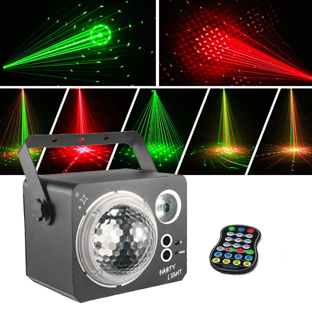 3IN1 Effetto LED Party Light Disco DJ Light con telecomando 10W LED Magic Ball Light Stage Strobe Lighting Laser Lights Proiettore