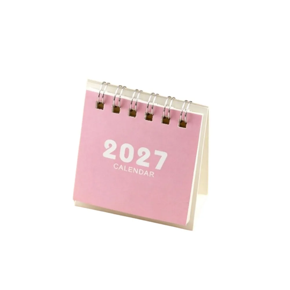 New Mini 2027 Desk Calendar Double Coil Standing Base Mini Calendar Flip Calendar Home Office