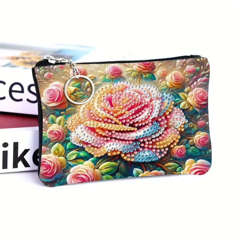 

Кошелек-монетница из искусственной кожи с кристаллами и стразами, с молнией, для хранения наличных, повседневного использования, путешествий, 1 шт.