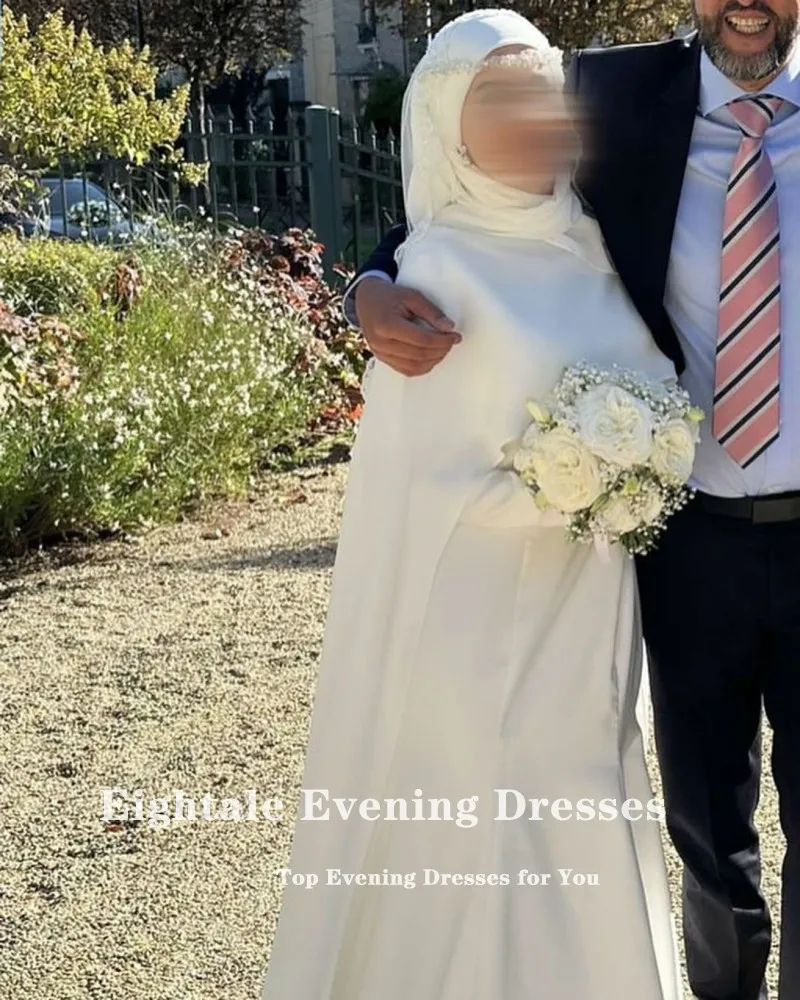 

Eightale арабское свадебное платье с круглым вырезом по индивидуальному заказу цвета слоновой кости русалка с длинными рукавами свадебное платье мусульманское вечернее платье невесты
