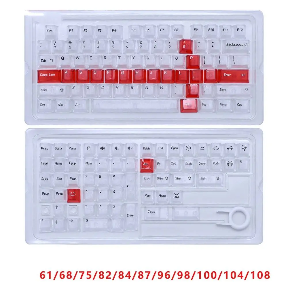 Full Transparent Transparent Keycaps Set Ice Transparent Crystal Clear Mechanical Keyboard Keycaps PBT Cherry Profile PC Keycaps