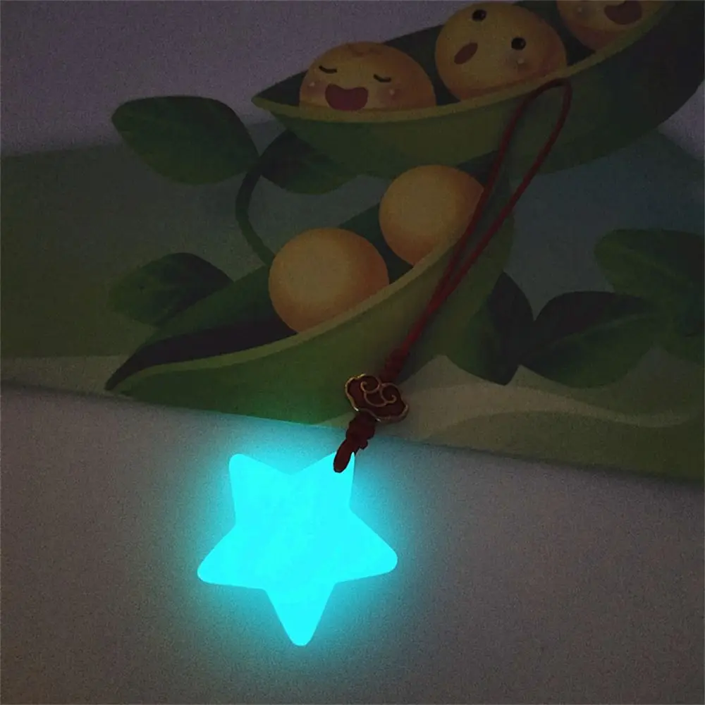 Fashion Glow in Dark Luminous Star Keychain Hanging Rope Strap Lanyard Star Pendant Keyring Ornament Phone Chain Bag Decoration