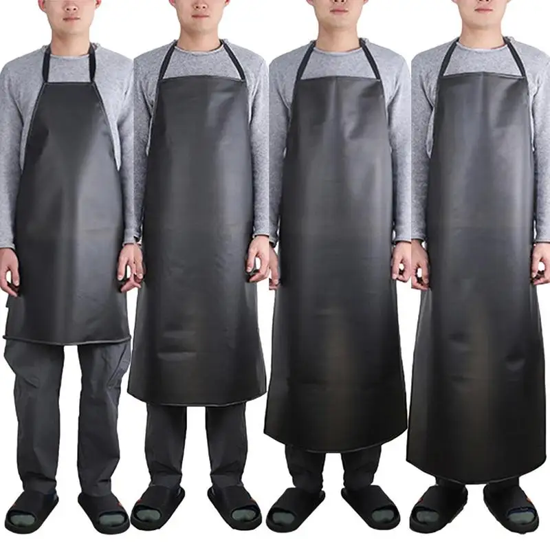 Kitchen Apron PVC Leather Waterproof Apron Anti Fouling Oil-proof Restaurant Cooking Chef Black Apron Kitchen Baking Accessories