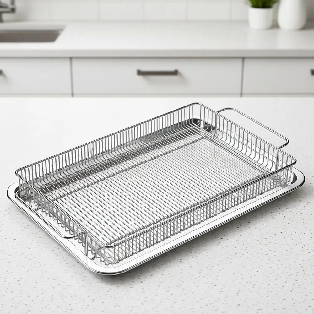 

Корзина для аэрофритюрницы и противень из нержавеющей стали, подставка для аэрофритюрницы, для приготовления, запекания, мытья в посудомоечной машине и жарки