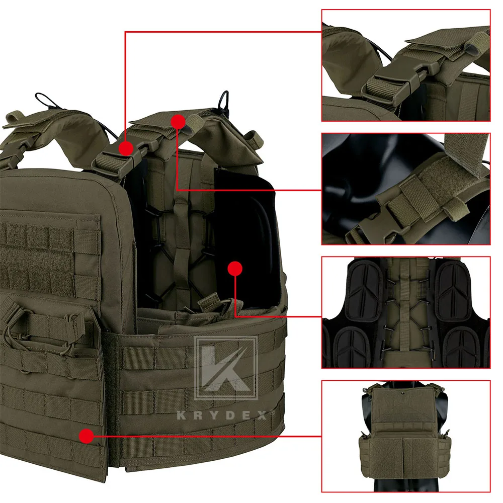 Imagem -02 - Krydex-tático Colete Transportadora Placa Molle Colete Bolsa de Revista Liberação Rápida Alças Ajustáveis Combat Gear Heavy Duty 500d Cpc