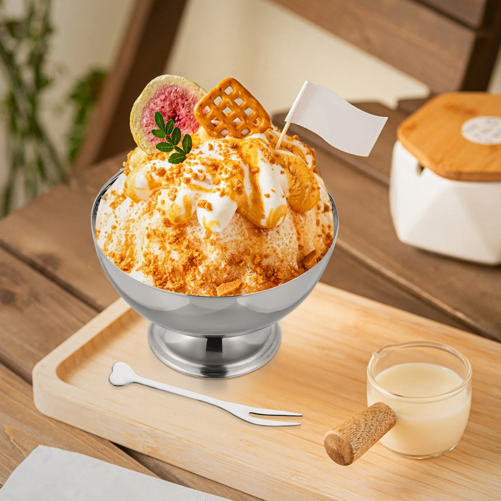 

1Pcs Ice Cream Cup Stainless Steel Salad Cup for Dessert Fruit Snack Storage Bowl Multipurpose Kitchen Utensil Household