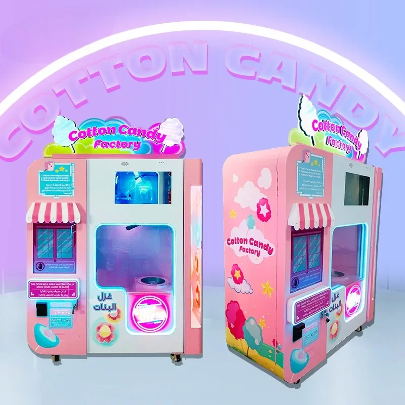 Cotton Candy Vending Machine Latest Type Full Automatic Fairy Commercial Cotton Candy Floss Machine for Shopping Mall Cinema