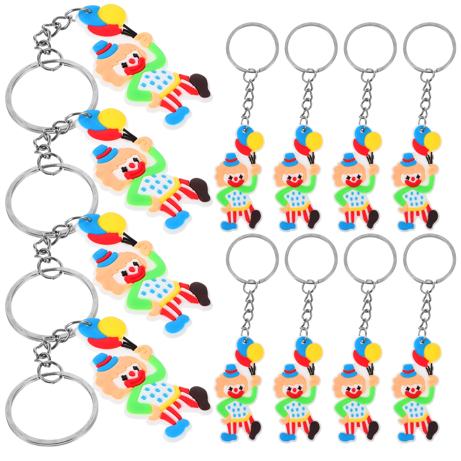 12 Pcs Clown Charms Keychain Fob Hanging Decor Handbag Circus Keyring Pvc Women