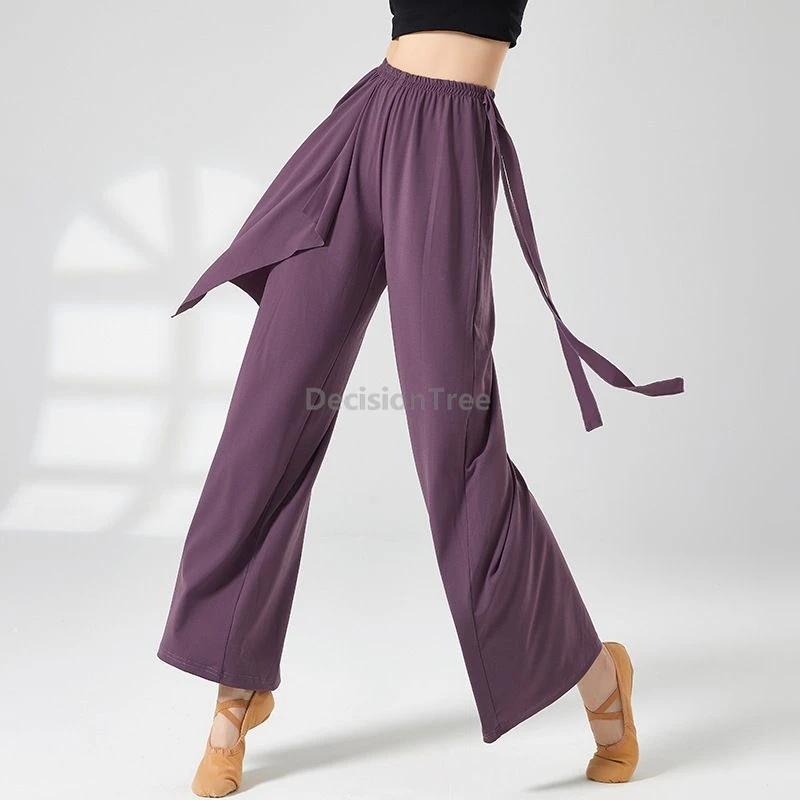 

2025 women's daily dance training pants modern and classical dance performance pants fashionable patchwork chinese trousers
