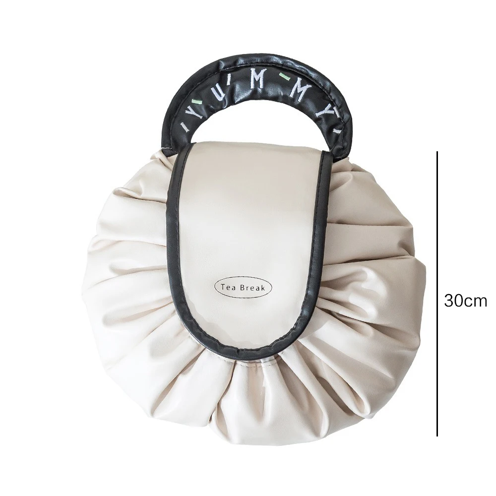 New Women's Portable High End Large Capacity Lazy Makeup Bag Travel Luxury High End Drawstring Storage Bag Handbag