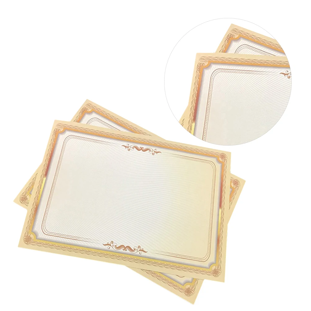 

20pcs A4 Certificate Paper Gold Border Gradient Design For School Awards Graduation Recognition Foil Seal Compatible With Most