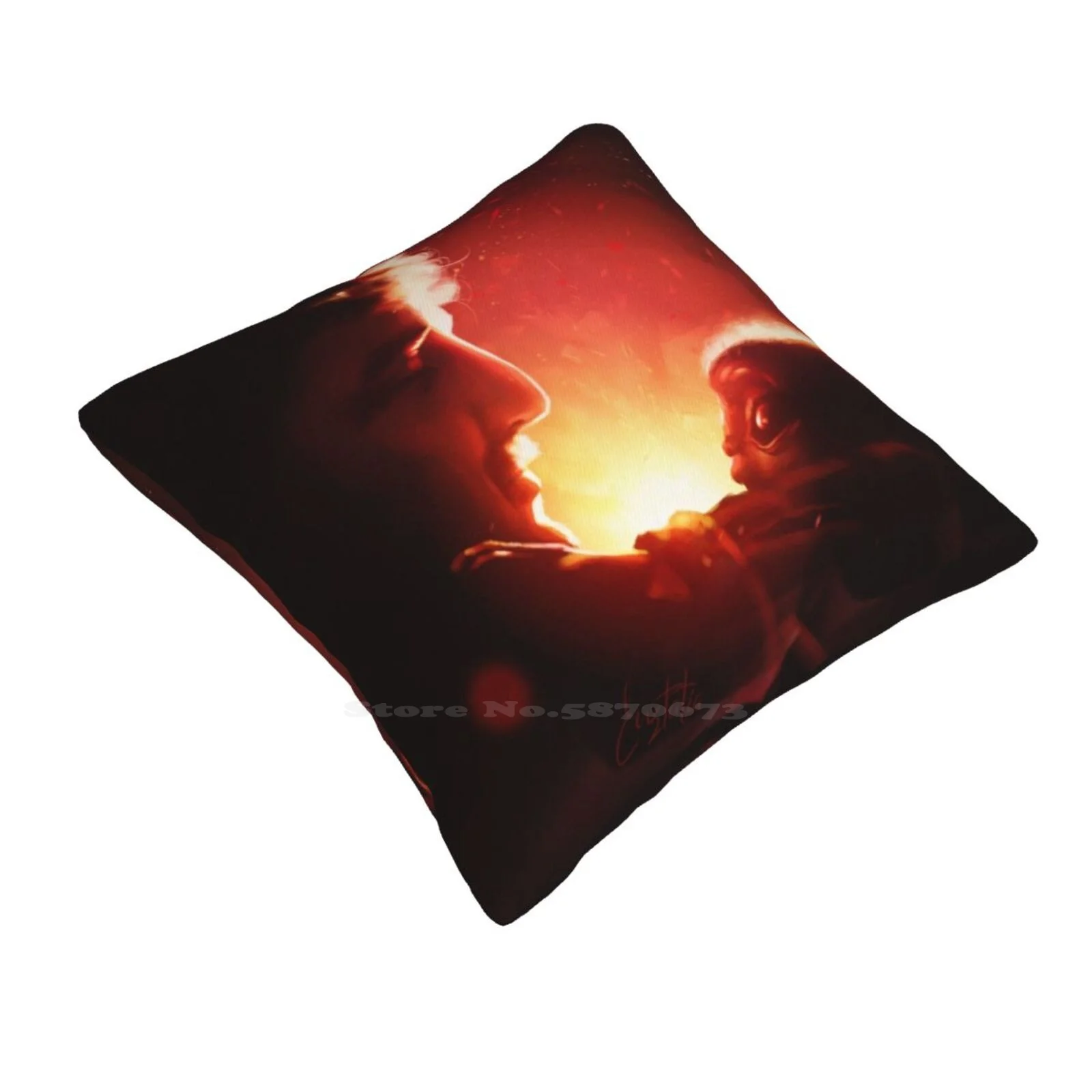 Family Home Sofa Car Waist Throw Pillowcase Family Father And Son Clan Bonfire Cute