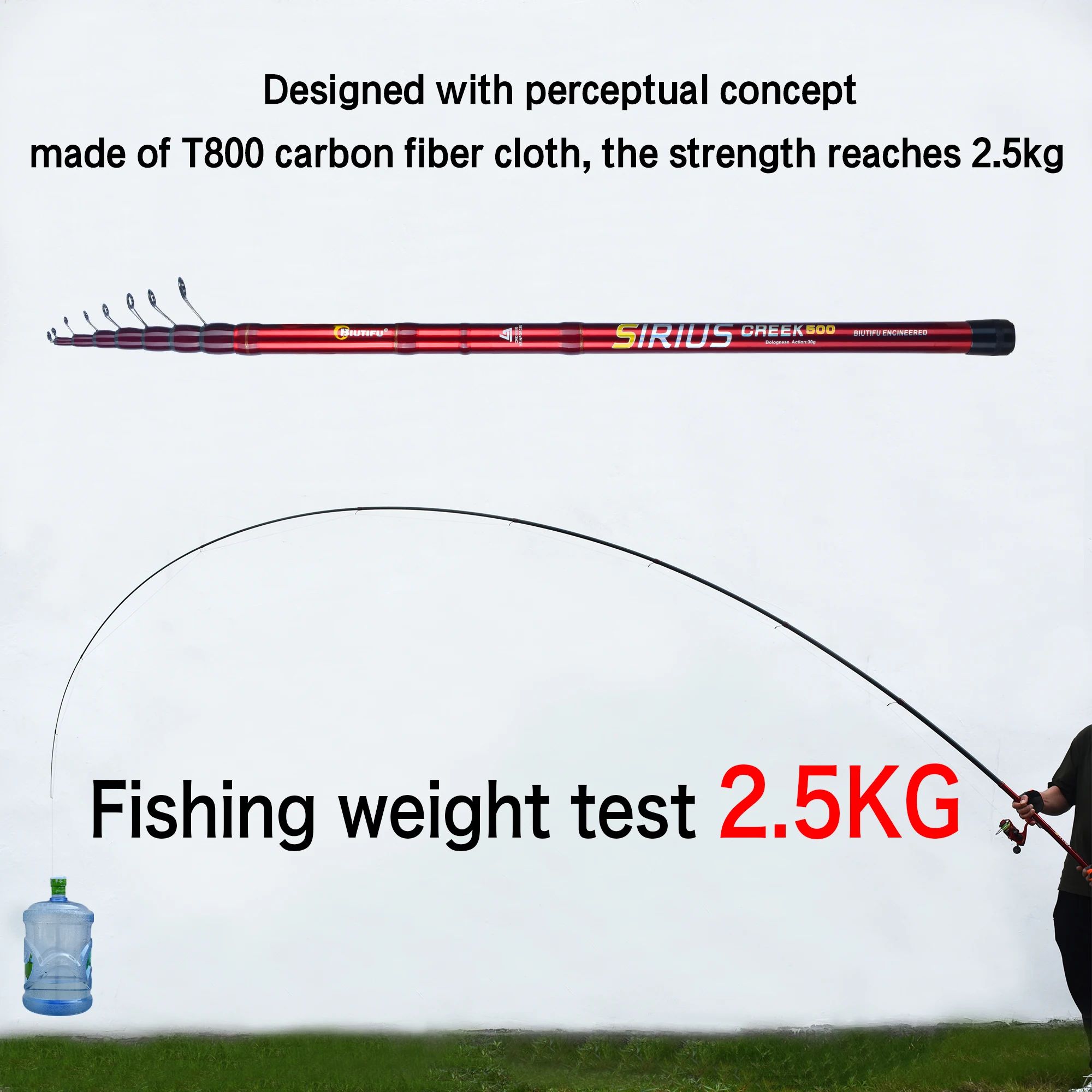 BIUTIFU Telescopic Bolognese Fishing Rods 4.0/4.5/5/6.0/6.5 M T800 Carbon Travel UltraLight SPINNING FLOAT กลางแจ้ง 30g Trout POLE