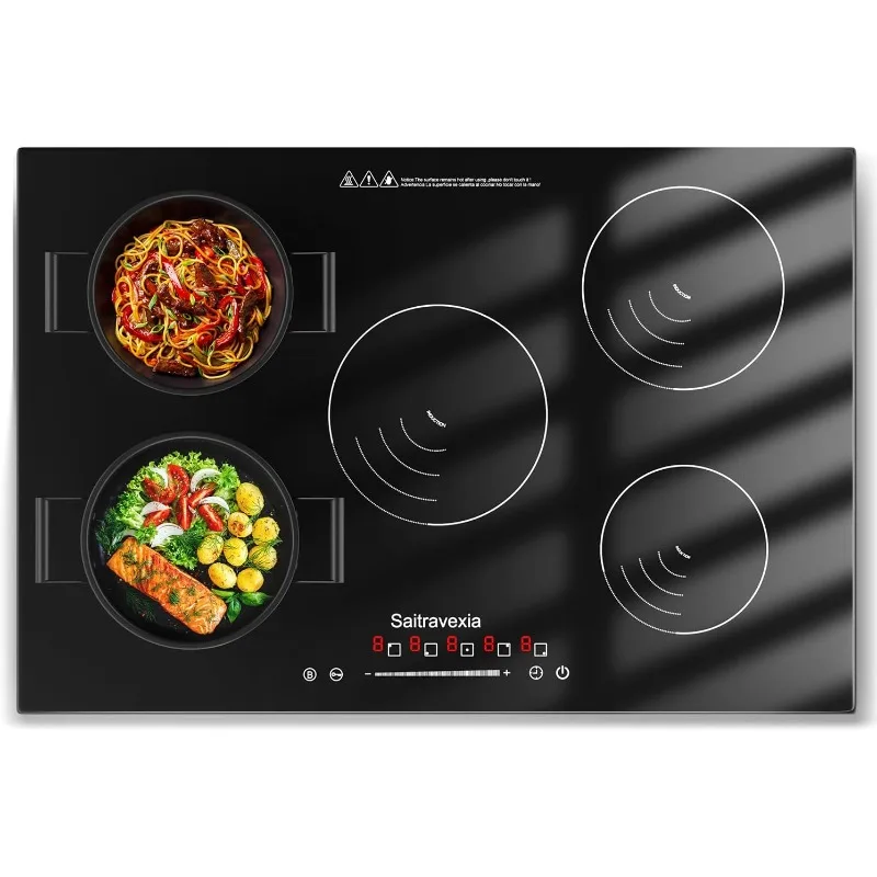 7200W Built-in Induction Stovetop, 5 Power Boost Burners Electric Cooktop, Child Lock, 9 Po