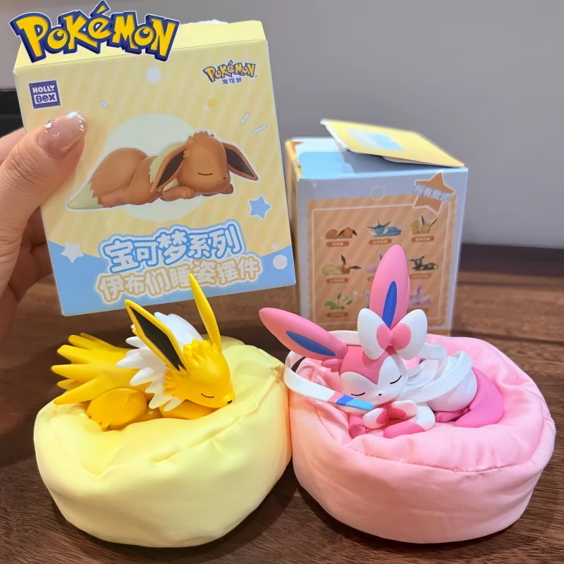 2026 100% Genuíno Pokémon Série Eevee em Posição de Dormir Caixa Surpresa Figura de Anime Sylveon Espeon Umbreon Presentes para Fãs