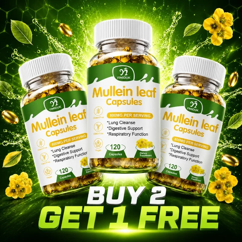 

Mullein Leaf Capsules, with Verbascum Thapsus & Natural Extracts, Cleanse Lungs, Support Respiratory & Digestive Function