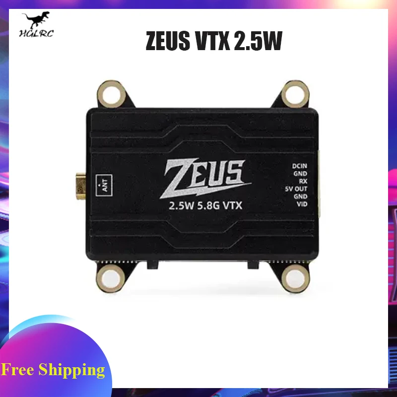 

HGLRC ZEUS VTX 2.5W, мощный видеопередатчик 5.8G, MMCX, 40 каналов, IRC Tramp, PAL/NTSC для радиоуправляемых FPV-дронов и самолетов