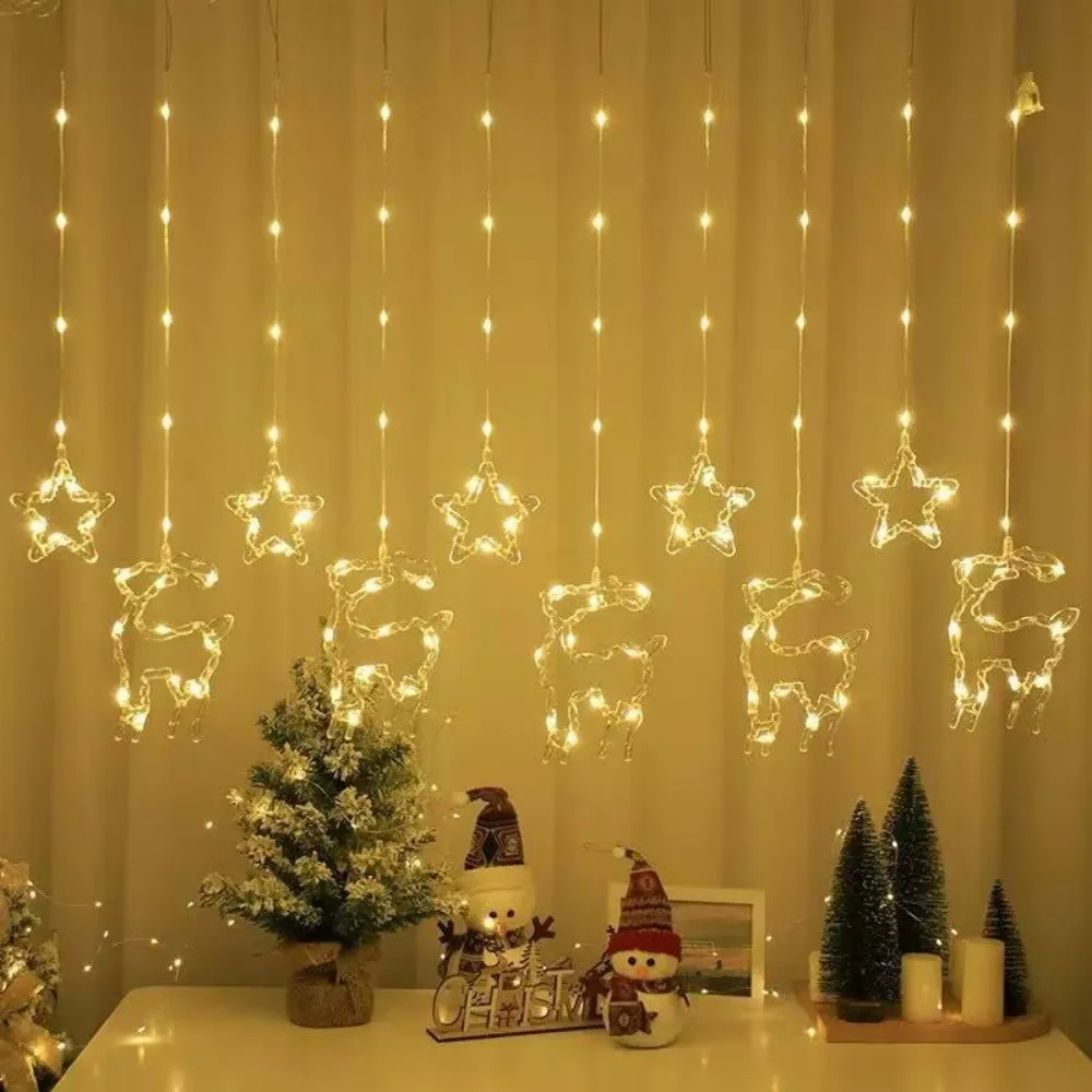USB Christimas Tree Curtain Light String Window Lights Decorations 8 Mode With Remote For Home Party Garden Christmas Decoration