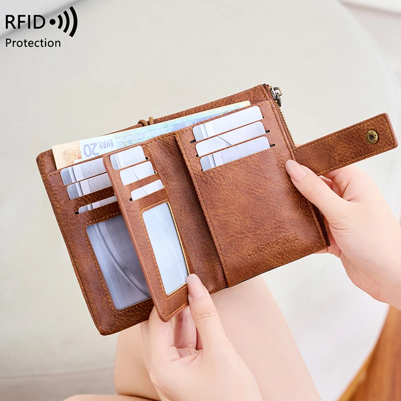 

Кошелек женский из искусственной кожи с RFID-защитой, на молнии, трехсекционный, большой вместимости, для мужчин