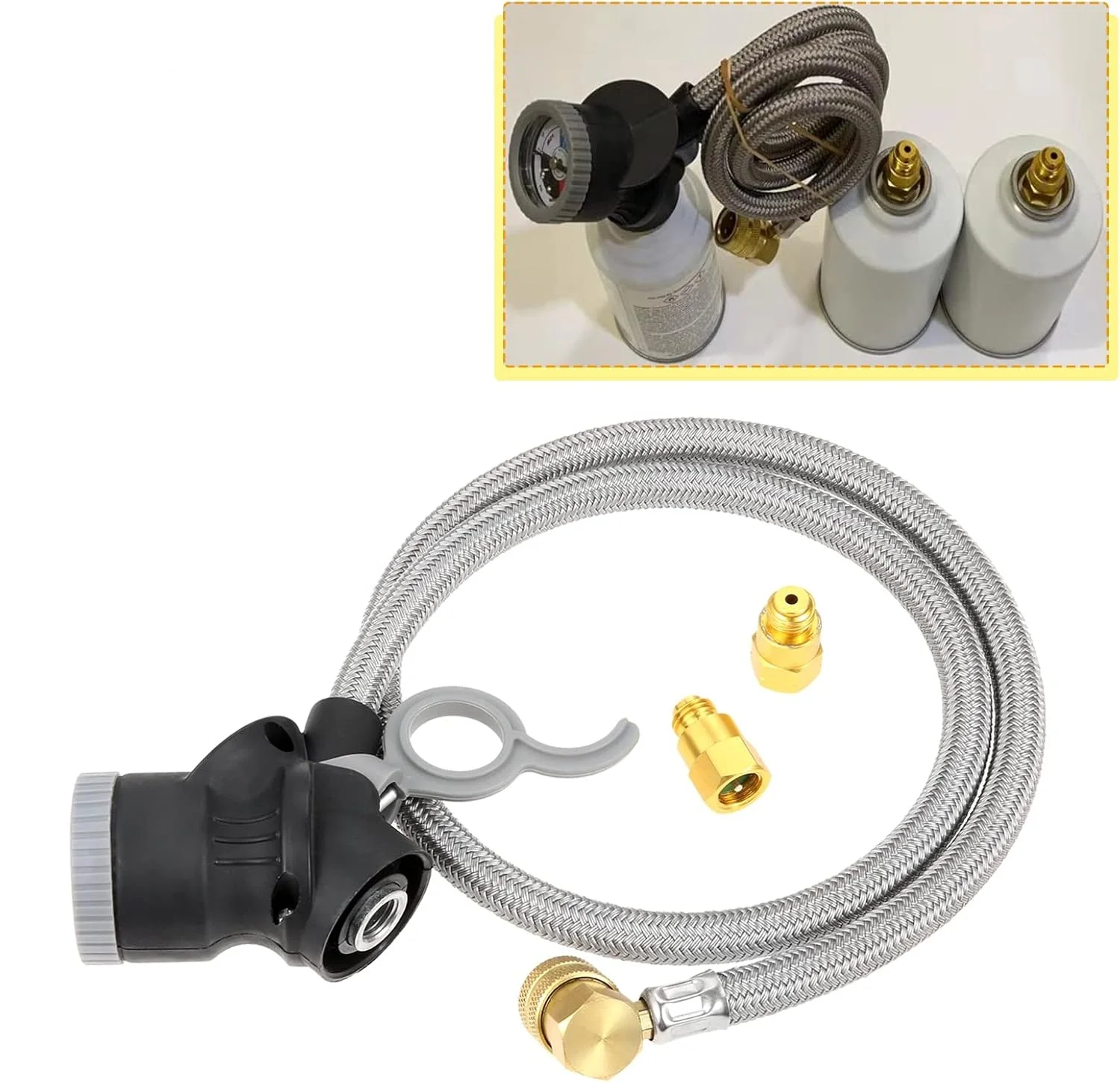 1Pc R134A Refrigerant Recharge Hose Kit with Pressure Gauge 1/2
