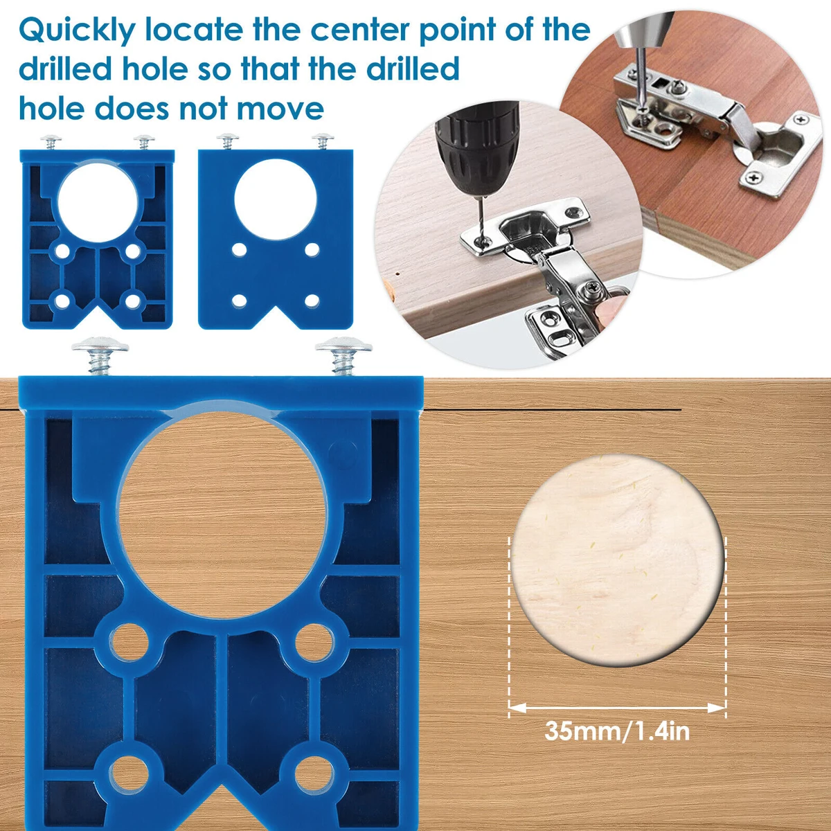 Imagem -04 - Escondido Dobradiça Braçadeira do Furo Faça Você Mesmo Carpintaria Perfuração Guia Trilho Localizador Perfuração Fresadora Ajuda à Instalação do Armário 35 mm
