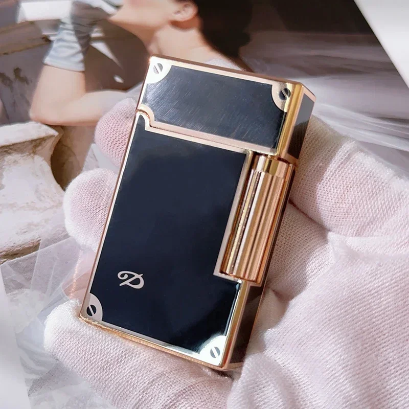 Genuine Steel Tone Loud Lighter Gas Inflatable Open Flame Metal Side Sliding Cigarette Lighter for Boyfriend Husband Gift Box