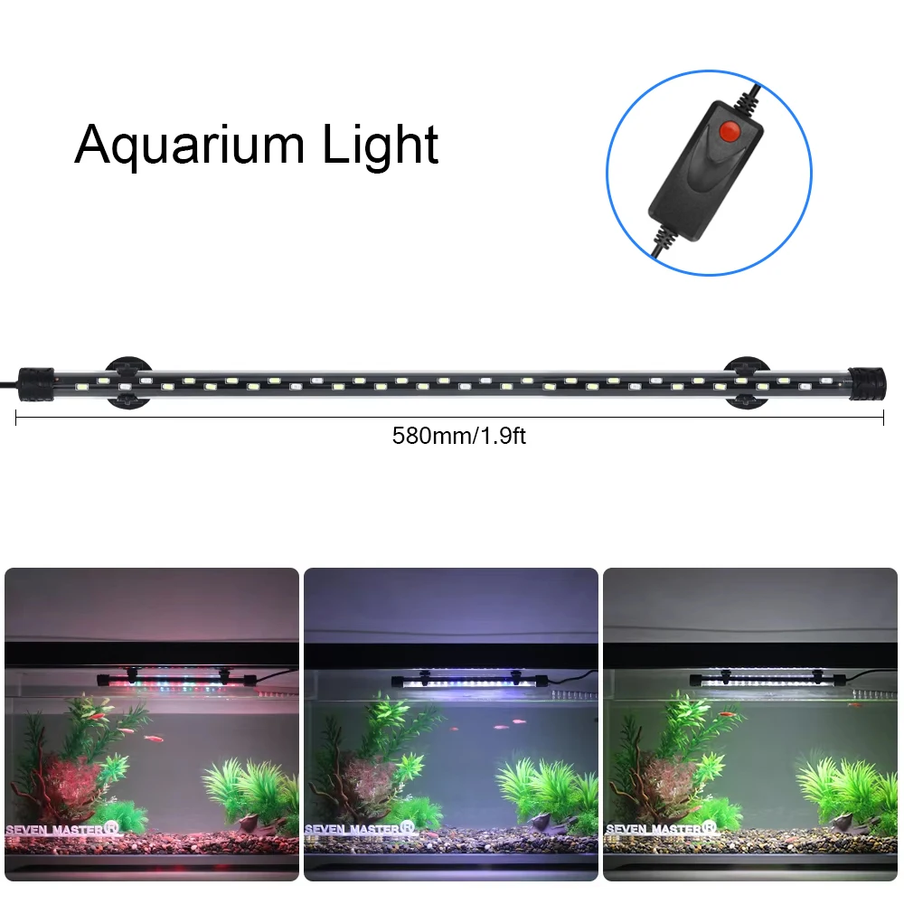 58CM  Aquarium Light LED Plant Grow Lamp Waterproof Fish Tank Light Underwater Aquariums Decor Lighting 90-260V 5730chip
