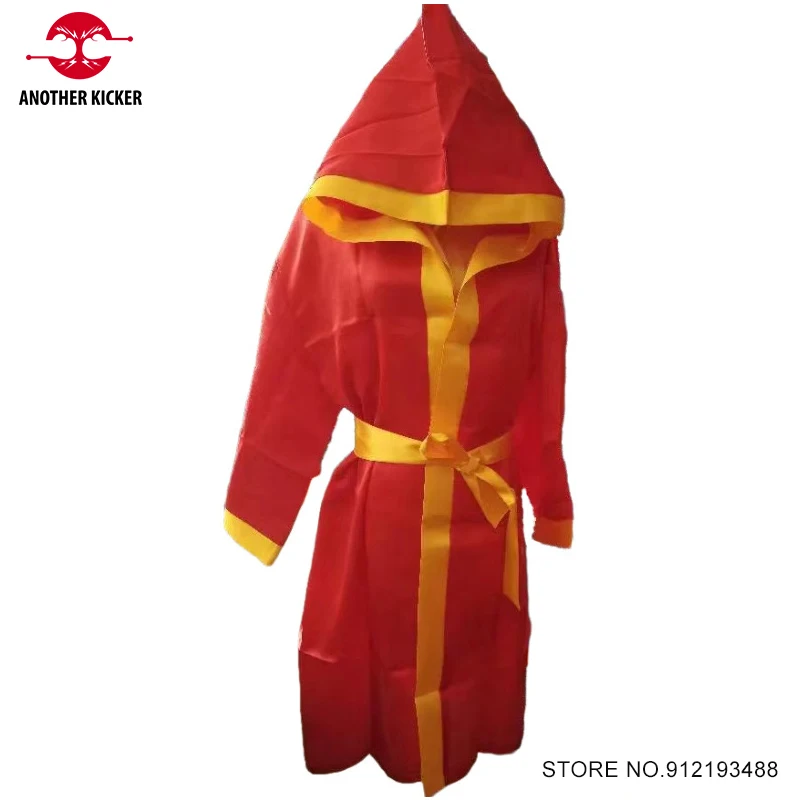 Boxing Gown Hooded Martial Arts Satin Robe Kids Youth Adults Men Women Muay Thai Walkout Robe Match Personality Cosplay Costume