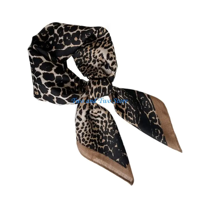 HX6F Elegant Print Scarf Shawl Silk Like Neckerchief Multipurpose For Most Season