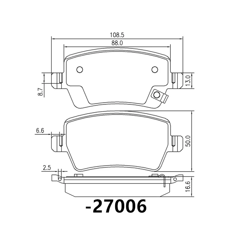 Rear Brake Pads-27006 Chery Tiggo 7/5x/7i/Arrizo 5/5e/Oumengda/Tiggo 8 Plus/Gx/Pro/ Auto Parts Brake Pads