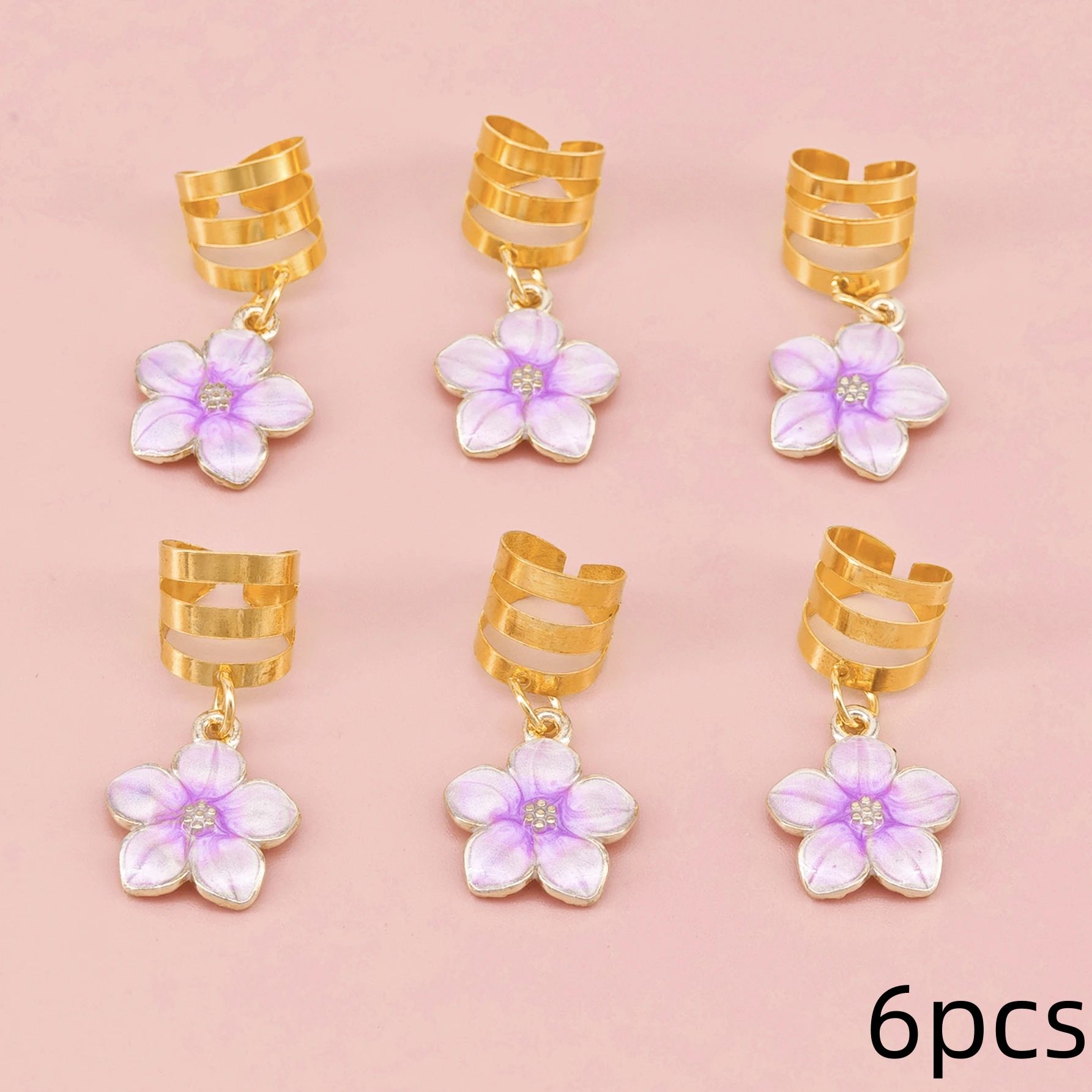 6pcs Flower Decor Hair Clip Set, Dreadlocks & Braid Accessories