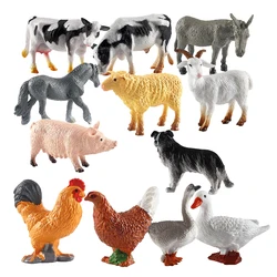 12PCS Simulation Poultry Farm Animal Model Toy Mini Duck Horse Chicken PVC Figures Dolls Action Figurines Toys For Children Gift