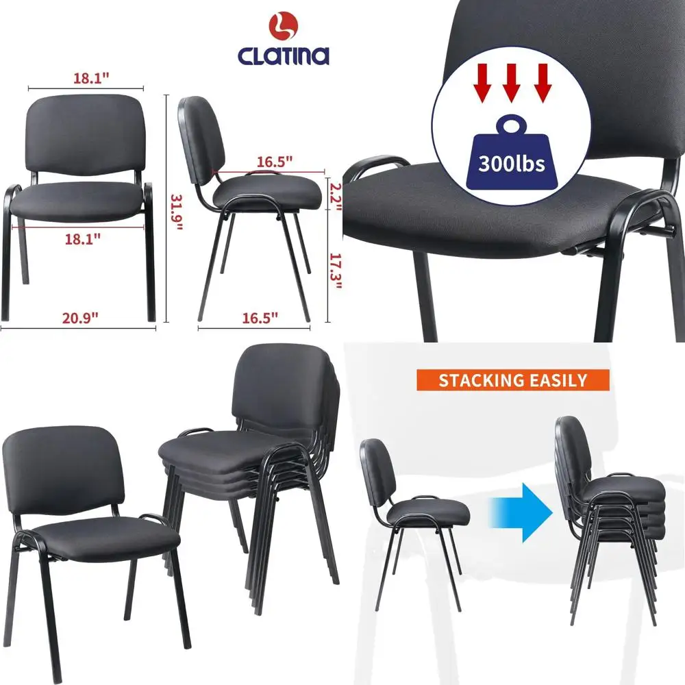 

Stackable Metal Waiting Room Chairs with Lumbar Support and Padded Seats (Black, 1 Pack)