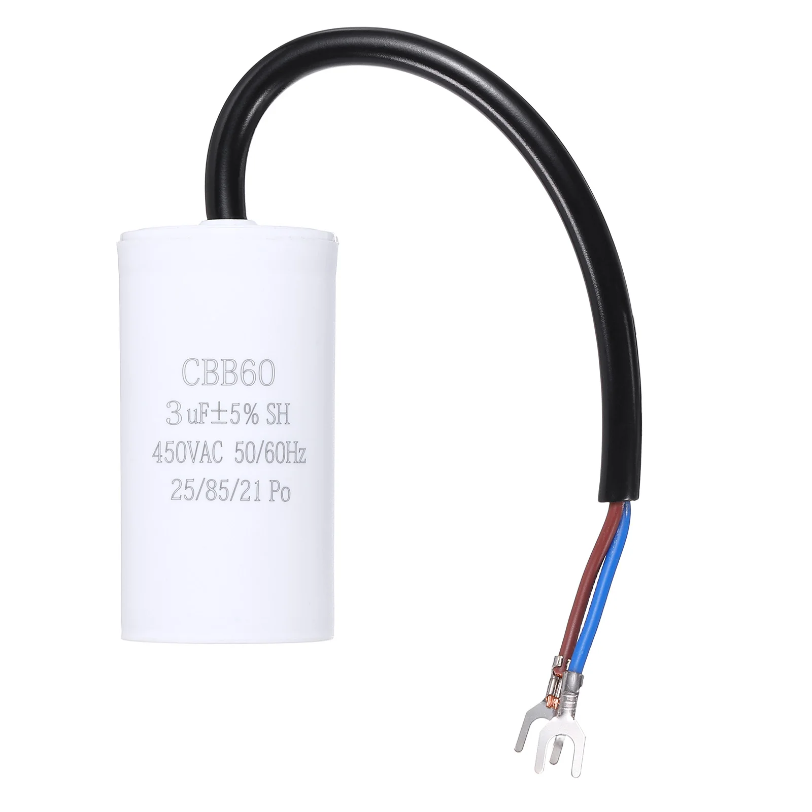 1/2Pcs CBB60 Run Capacitor 3-100uF 450V AC Run Capacitors 50/60Hz with 2 Wire for Air Compressor Water Pump AC Electric Motor
