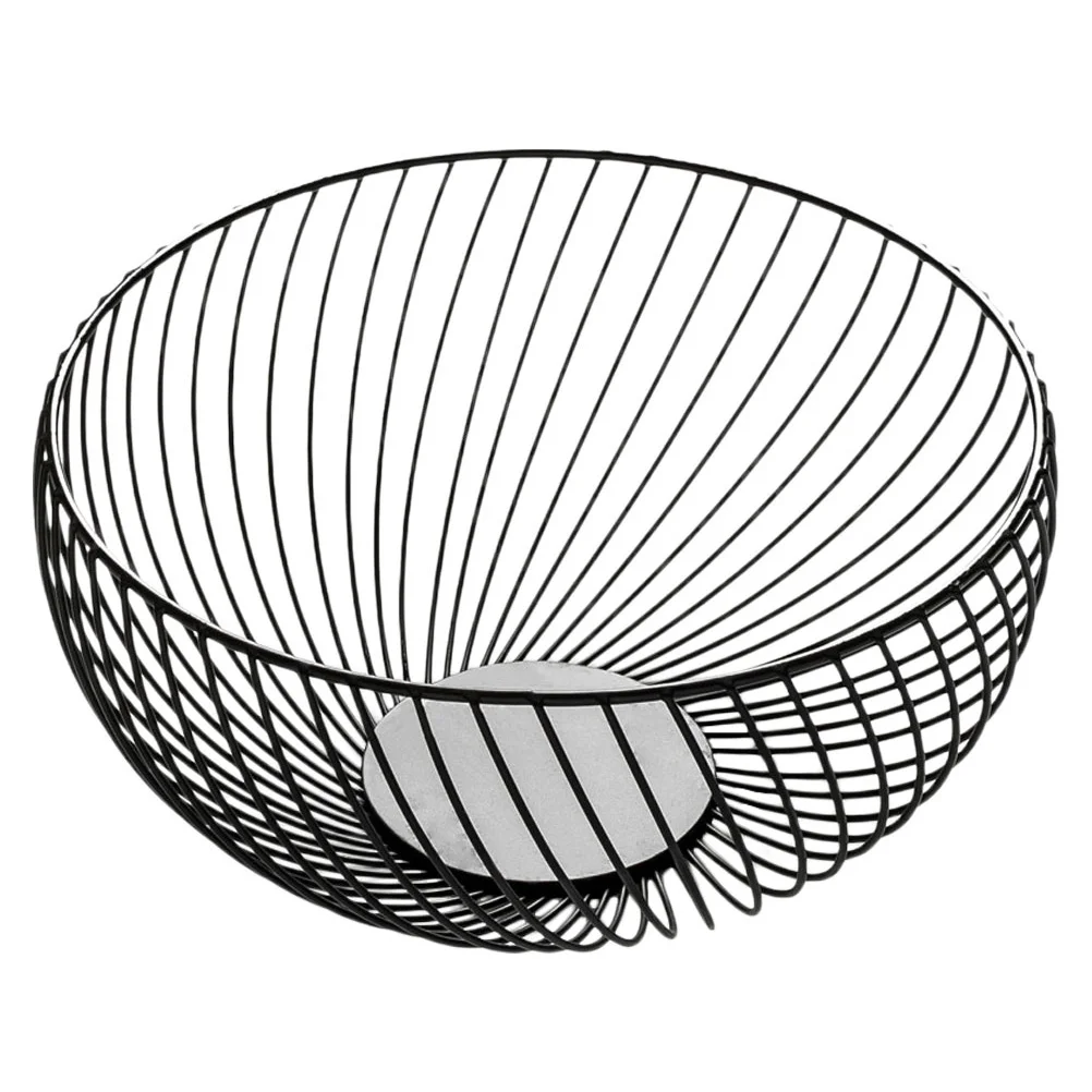 Wire Fruit Basket Metal Bowl Storage Basket Stackable Serving Tray Platter Holders for Snack Vegetables Bread Organizers Black