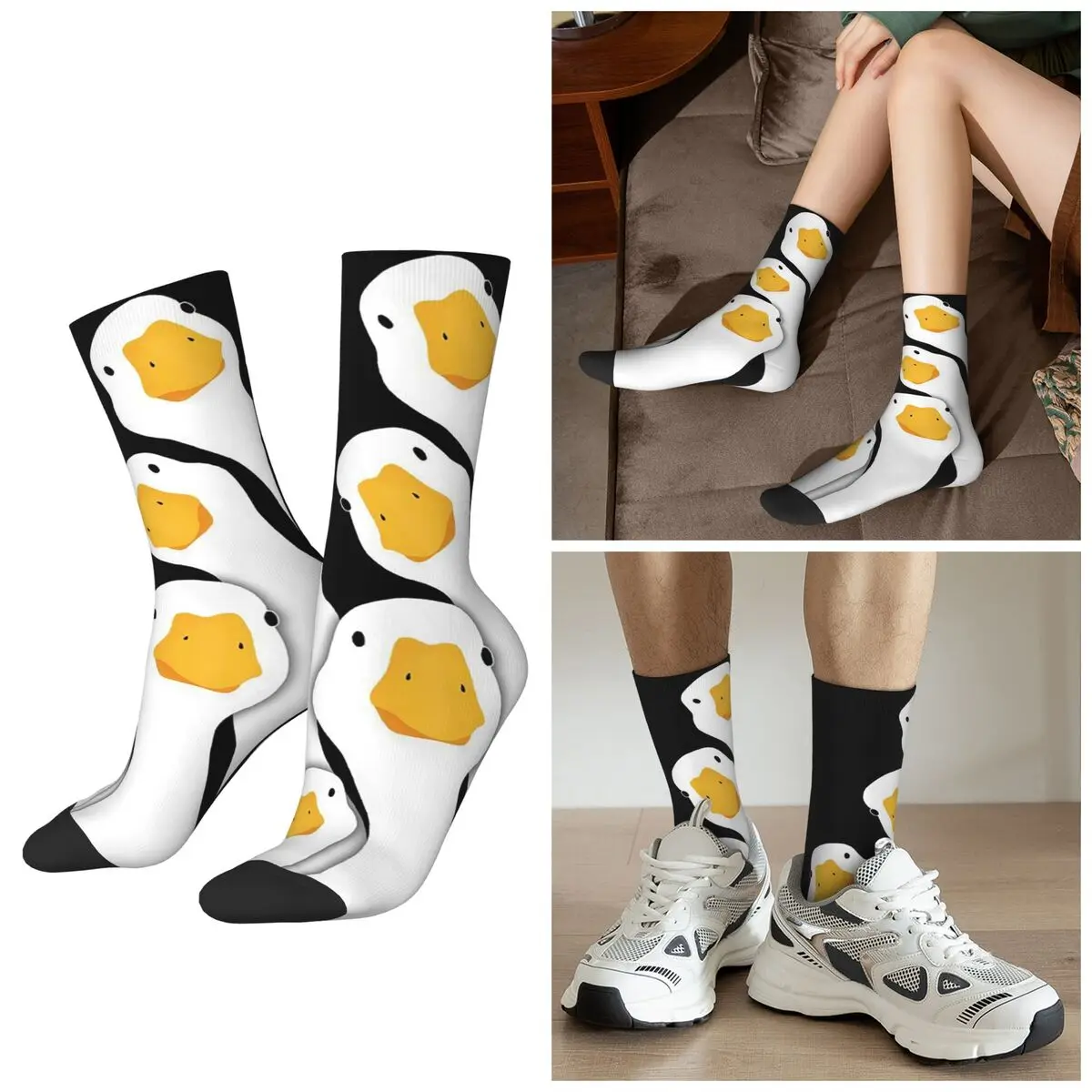 

All Seasons Cartoon Duck Cute Socks Harajuku Sport Middle Tube Socks Sweat Absorbing Stockings for Men Women Christmas Gifts