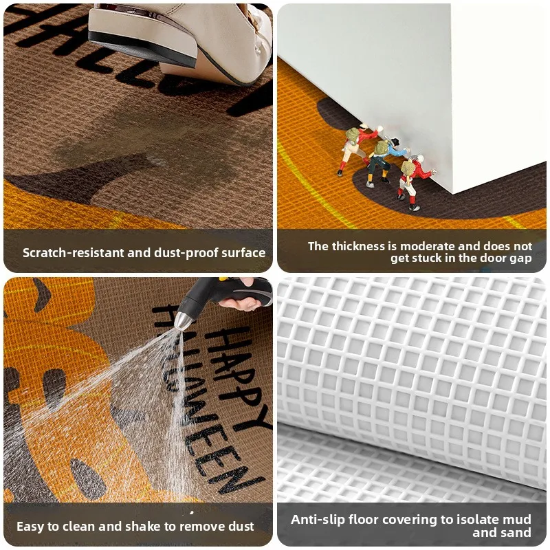 Cartoon Halloween Doormat, High-Quality Woven Entrance Mat, Doorstep Decor, Dustproof Wear-Resistant, TPR Non-Slip Backing