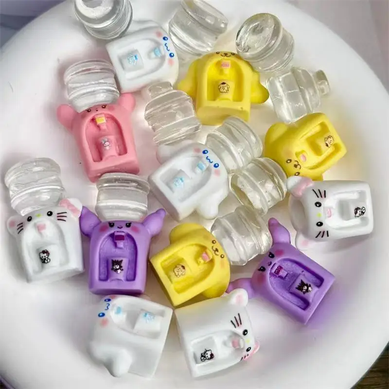 5PCS Leuke Sanrio Poppenhuis Speelgoed Kuromi Cinnamoroll Pompompurin Hello Kitty Water Dispenser Model Huis Decor Kinderen Spelen speelgoed Geschenken