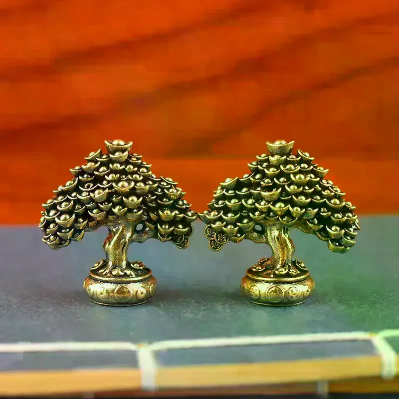 Brass Fortune Tree Ornaments Potted Tree Ingot Tree Retro Brass Ornaments Living Room Office Desktop Sculpture