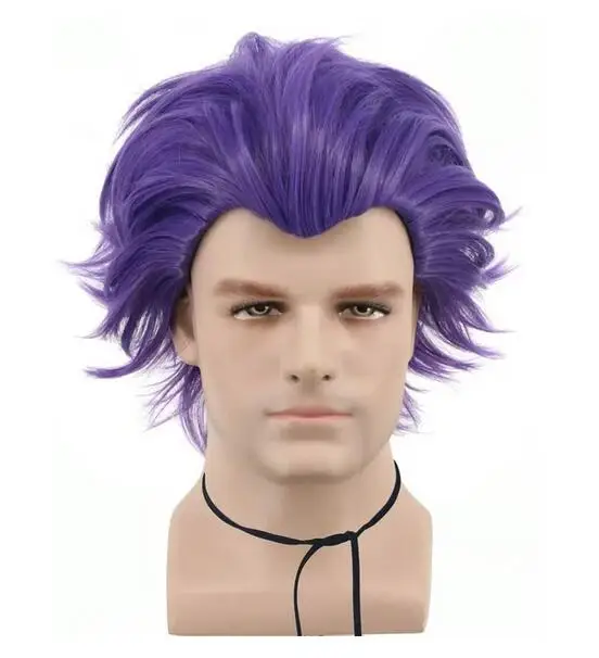 10Inch Synthetic Hair Purple Short Straight Shinsou Hitoshi Cosplay Wig for Halloween Christmas School Thanksgiving Day