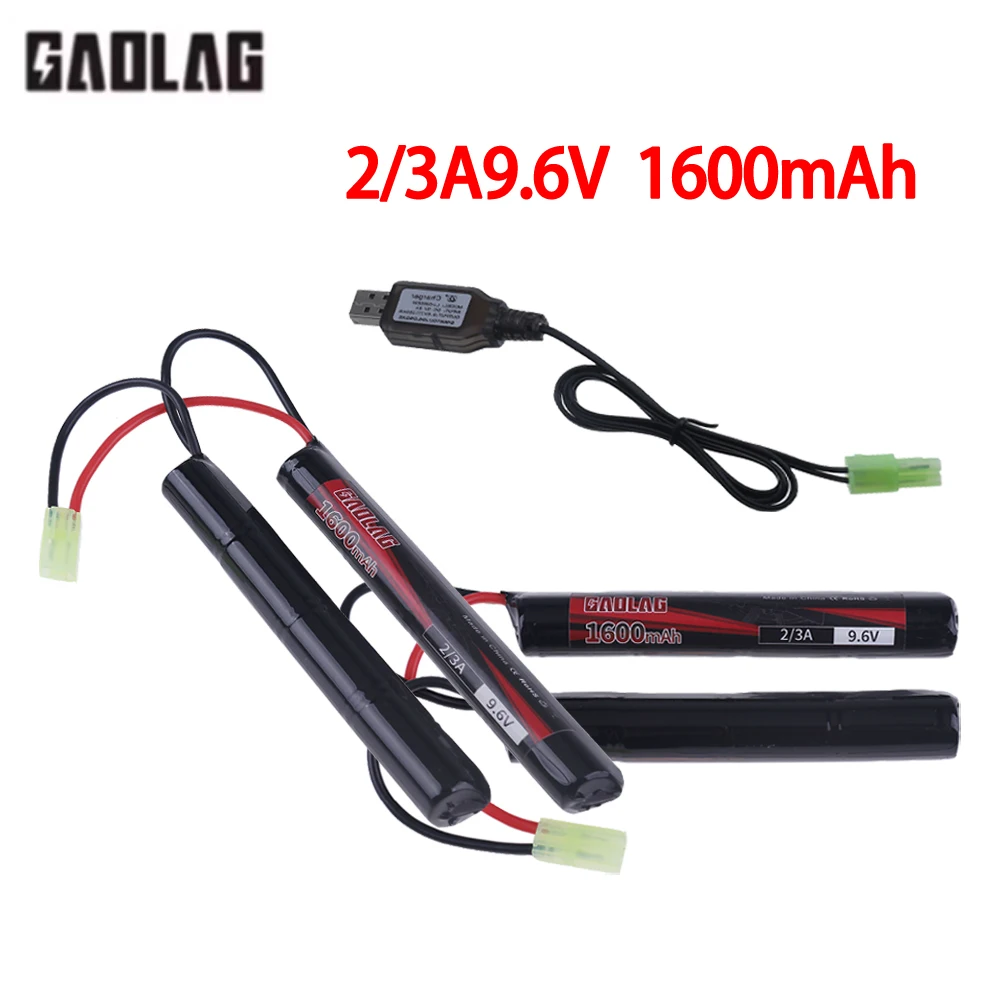 Аккумулятор NiMH 9.6V 1600mAh для страйкбольного оружия, аккумулятор Butterfly Nunchuck с разъемом Mini Tamiya для ружья SCAR-L MP5K AEG