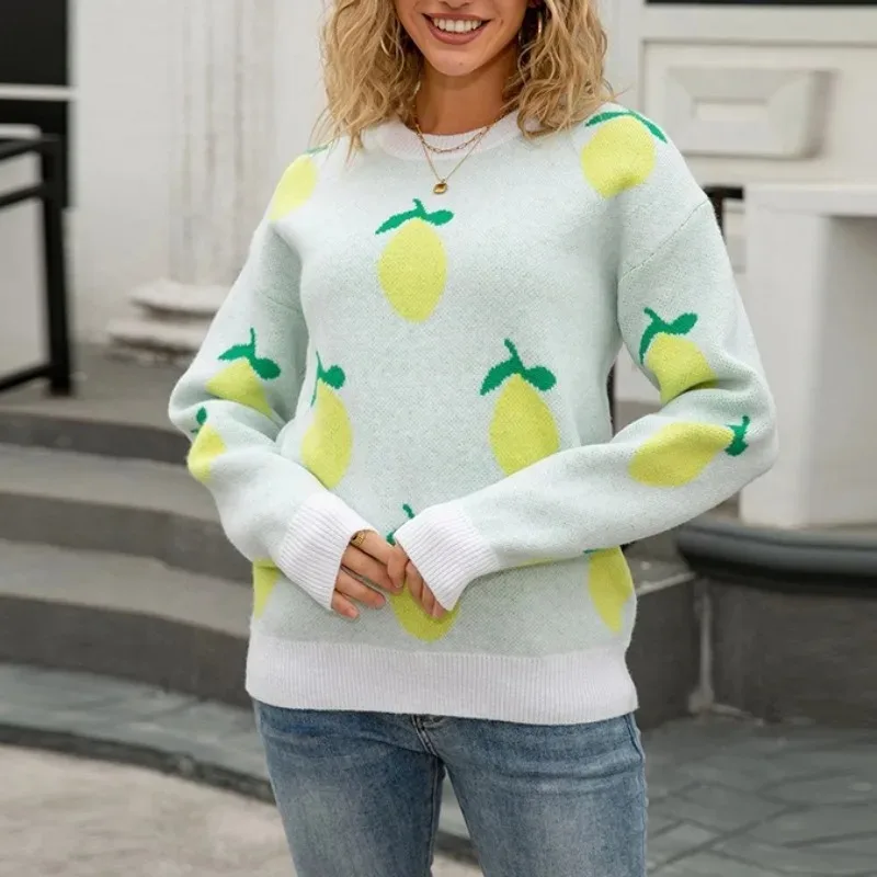 

Casual Loose O-neck Long Sleeve Needle Round Neck Pullover Sweater New Autumn/Winter Women's Tops Versatile Casual Tops Ladies