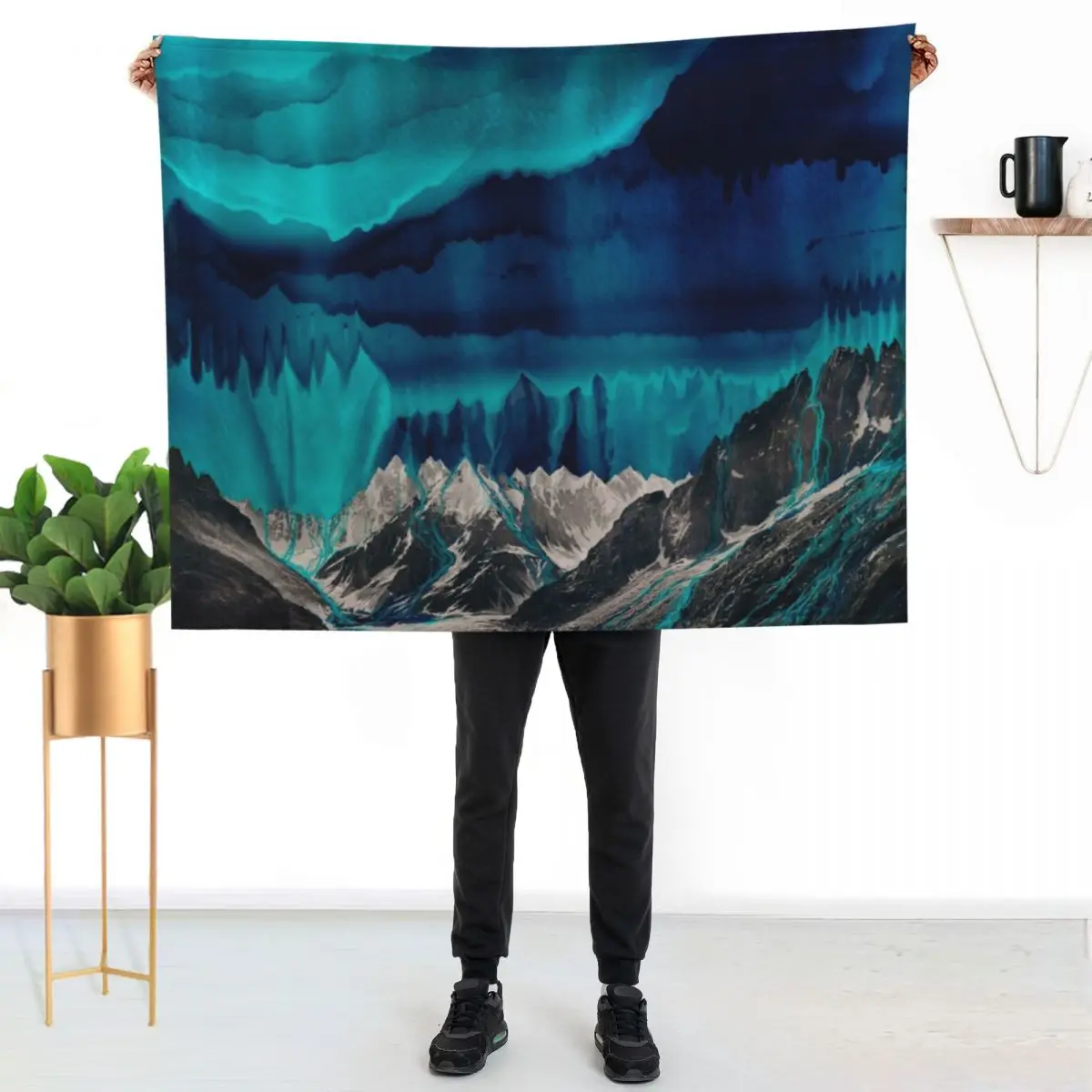 

Плед Skyfall с изображением тающих синих горных облаков, теплый фланелевый плед для дивана, кресла, спальни