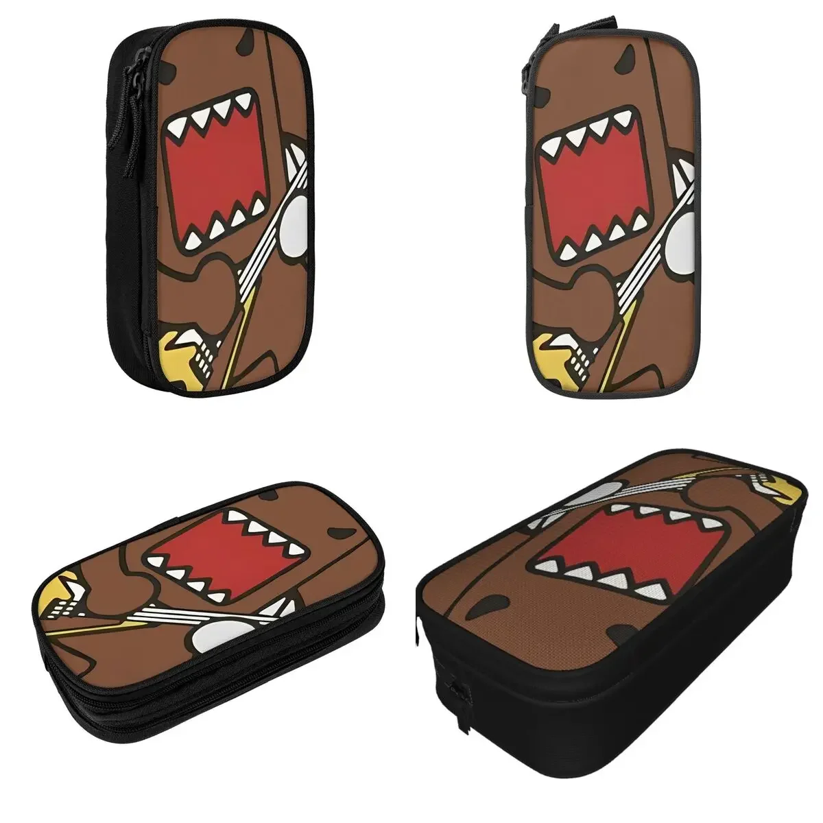 Domo Kun Rocker Pencil Case Fun Meme Pen Box Sacos Estudante Grande Armazenamento Escritório Cosméticos Bolsa de Lápis