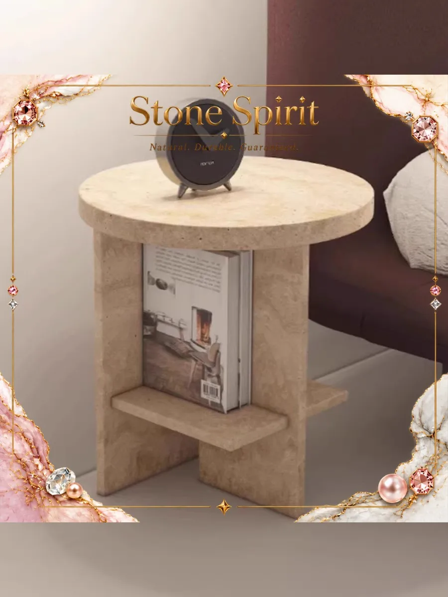 Natural Rome Cave Stone Furniture Round Side Table Nordic Minimalism Artistic Decoration Living Room Balcony Casual Coffee Table